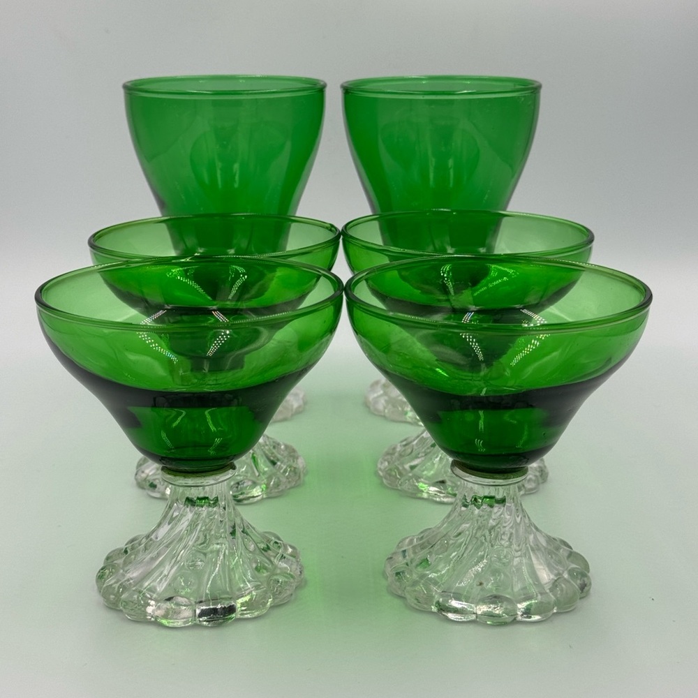 Vintage MCM Anchor Hocking Emerald Green “Burple" Glasses Set of 6